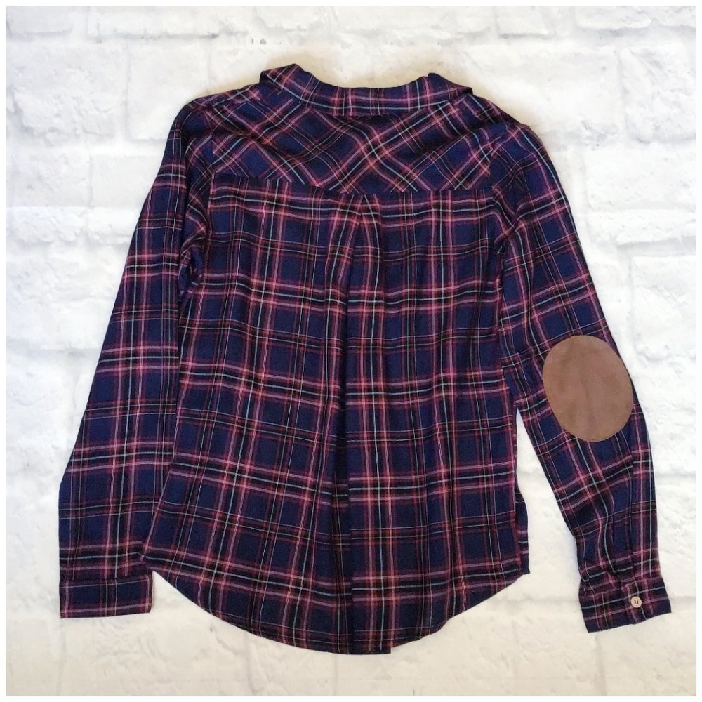 LAST ONE❗Skies Are Blue Stitch Fix Navy Plaid Top - Picture 5 of 7